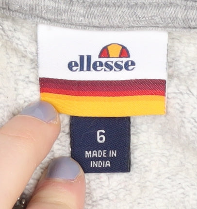 Ellesse Women's Grey Hoodie, Size 6, with Logo Accents