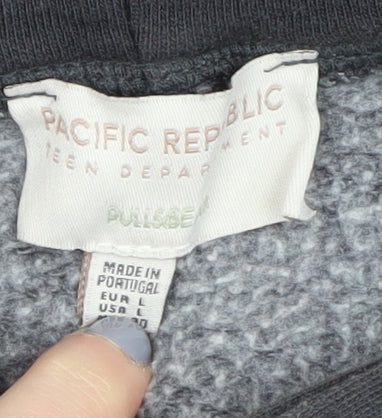 Pacific Republic Teens Black Graphic Pullover Hoodie L