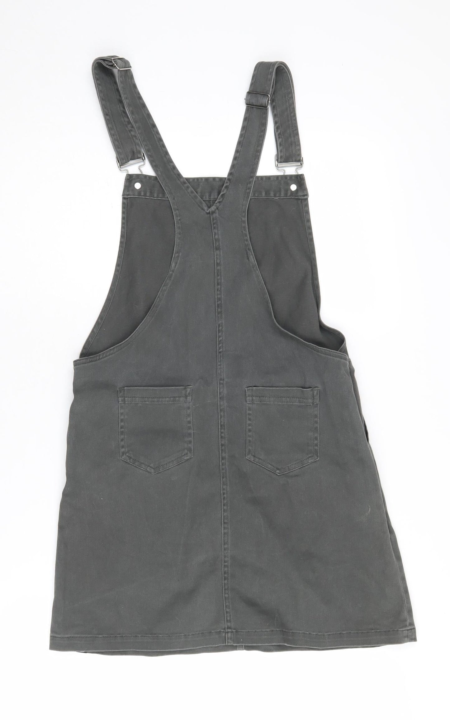 Animal Women's Grey Pinafore Dress Size 6 Casual Canvas Straps