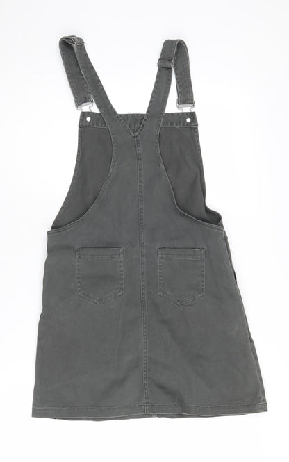 Animal Women's Grey Pinafore Dress Size 6 Casual Canvas Straps