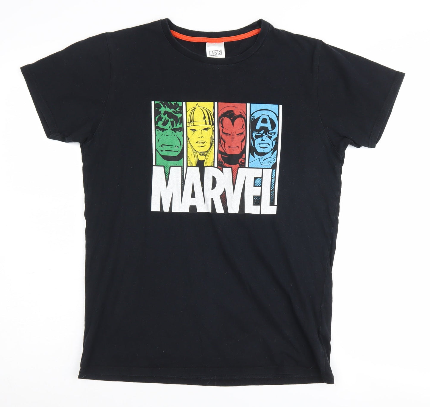 Marvel Boys Black Superhero Graphic T-Shirt 13-14Y Regular Fit