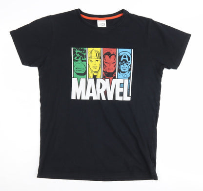 Marvel Boys Black Superhero Graphic T-Shirt 13-14Y Regular Fit