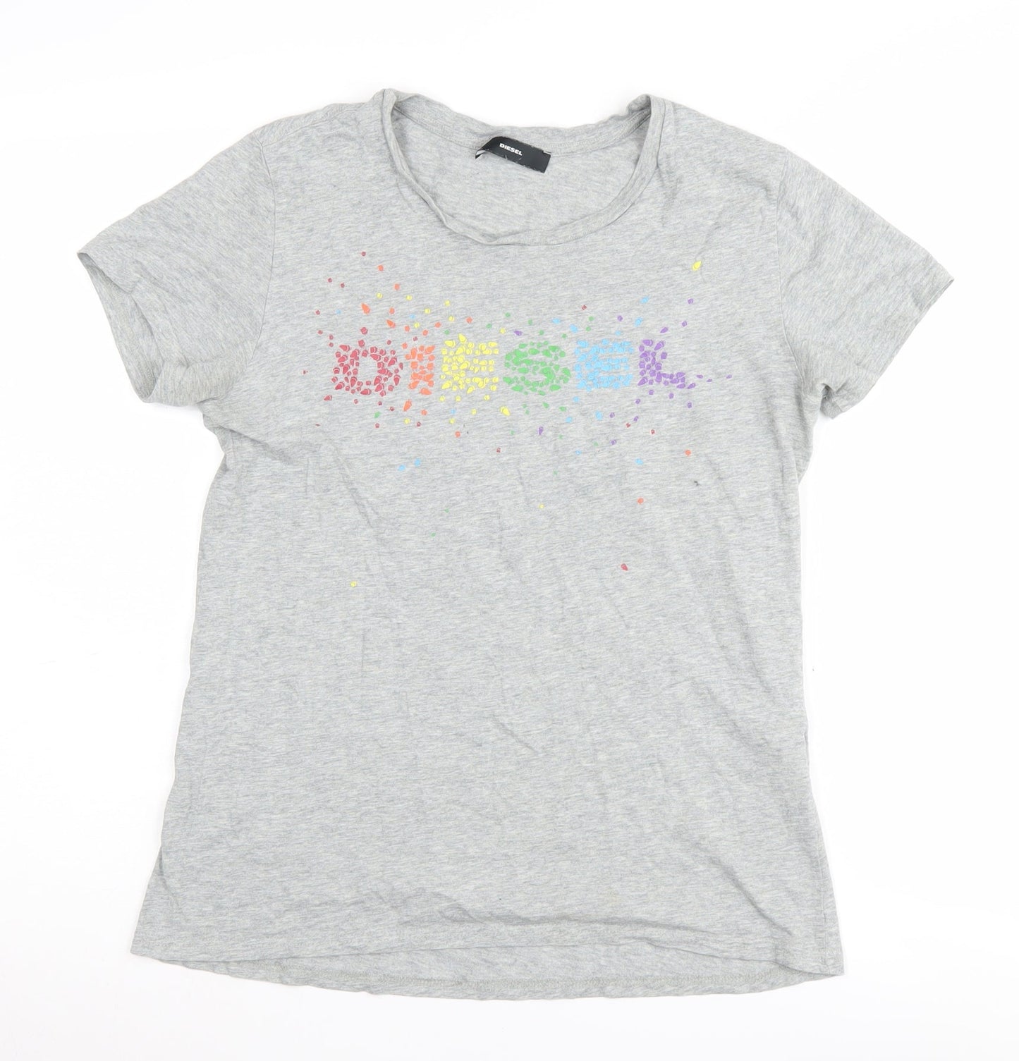 Womens UK Size S Diesel Grey Basic T-Shirt