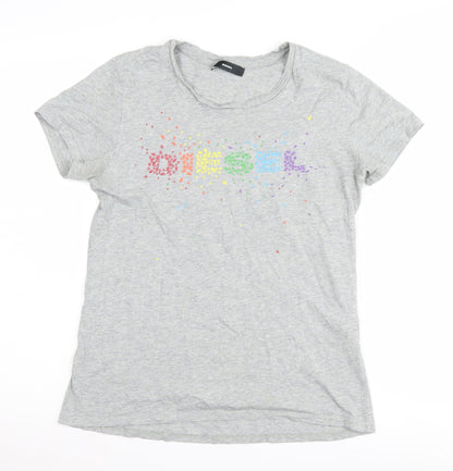 Womens UK Size S Diesel Grey Basic T-Shirt