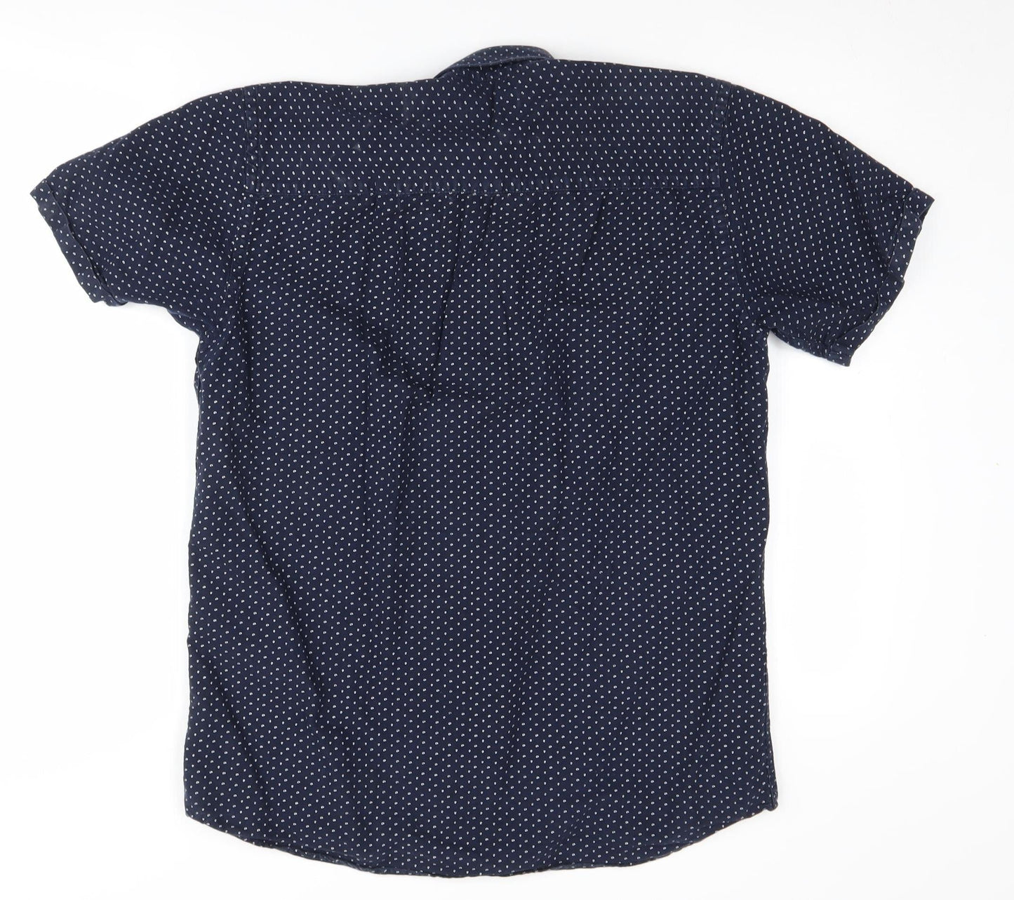 Jack & Jones Men's Blue Polka Dot Short Sleeve Shirt L