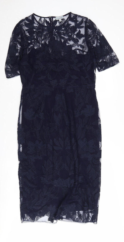 Jigsaw Blue Floral Sheath Women's Dress Size 14
