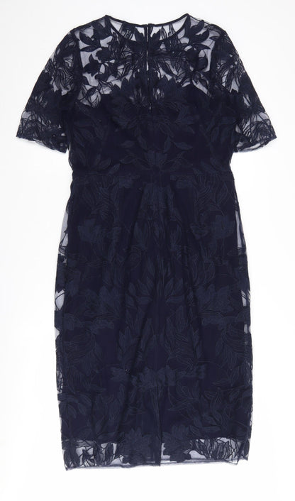 Jigsaw Blue Floral Sheath Women's Dress Size 14