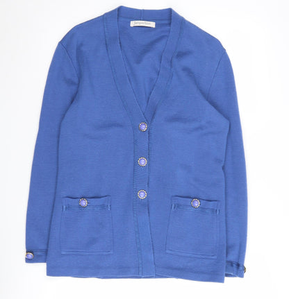 Womens UK Size M Jacques Vert Blue Cardigan Jumper