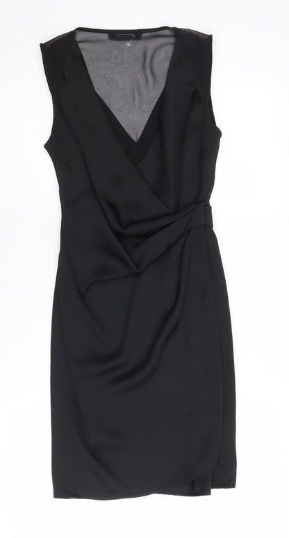 AllSaints Women's Black Wrap Dress, Size 6