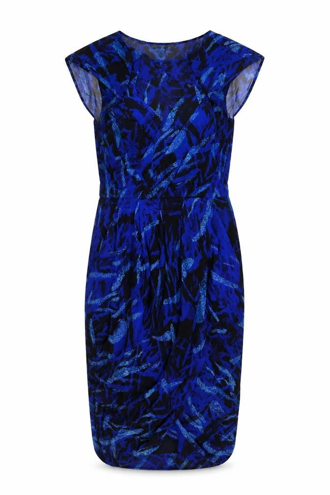 Whistles Women's Blue Abstract Silk Dress, Size 12