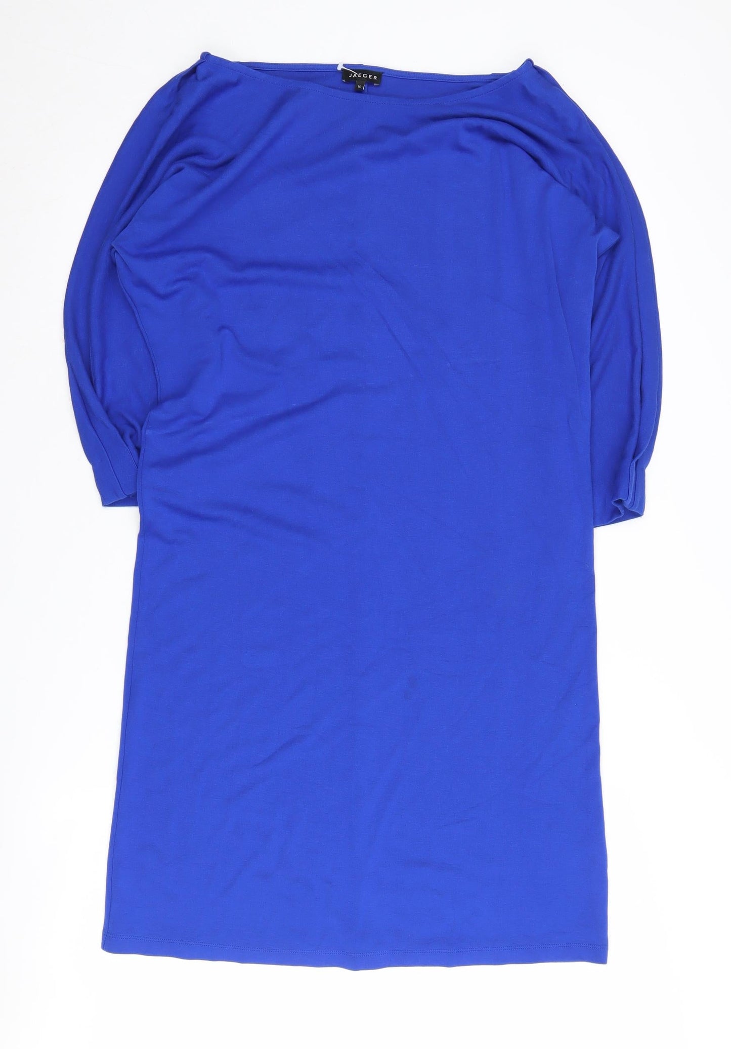 Jaeger Women's Blue 3/4 Sleeve Boat Neck Dress