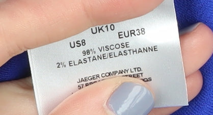 Jaeger Women's Blue 3/4 Sleeve Boat Neck Dress