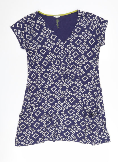 White Stuff Women's Blue Geometric Shift Dress - Size 12