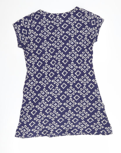 White Stuff Women's Blue Geometric Shift Dress - Size 12