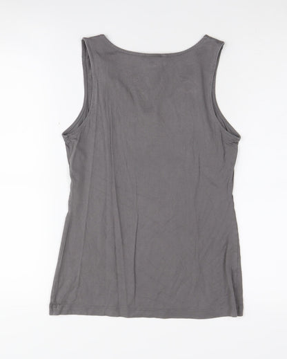 Banana Republic Women's Grey Tank, Petite, Lace V-Neck