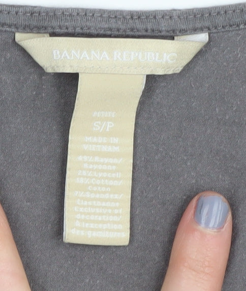 Banana Republic Women's Grey Tank, Petite, Lace V-Neck