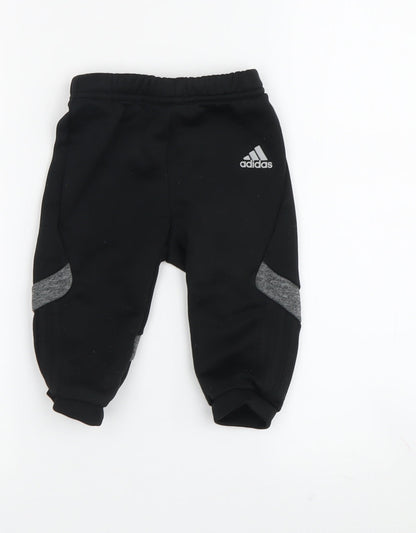 Adidas Unisex Baby Black Jogger Trousers 9-12 Months