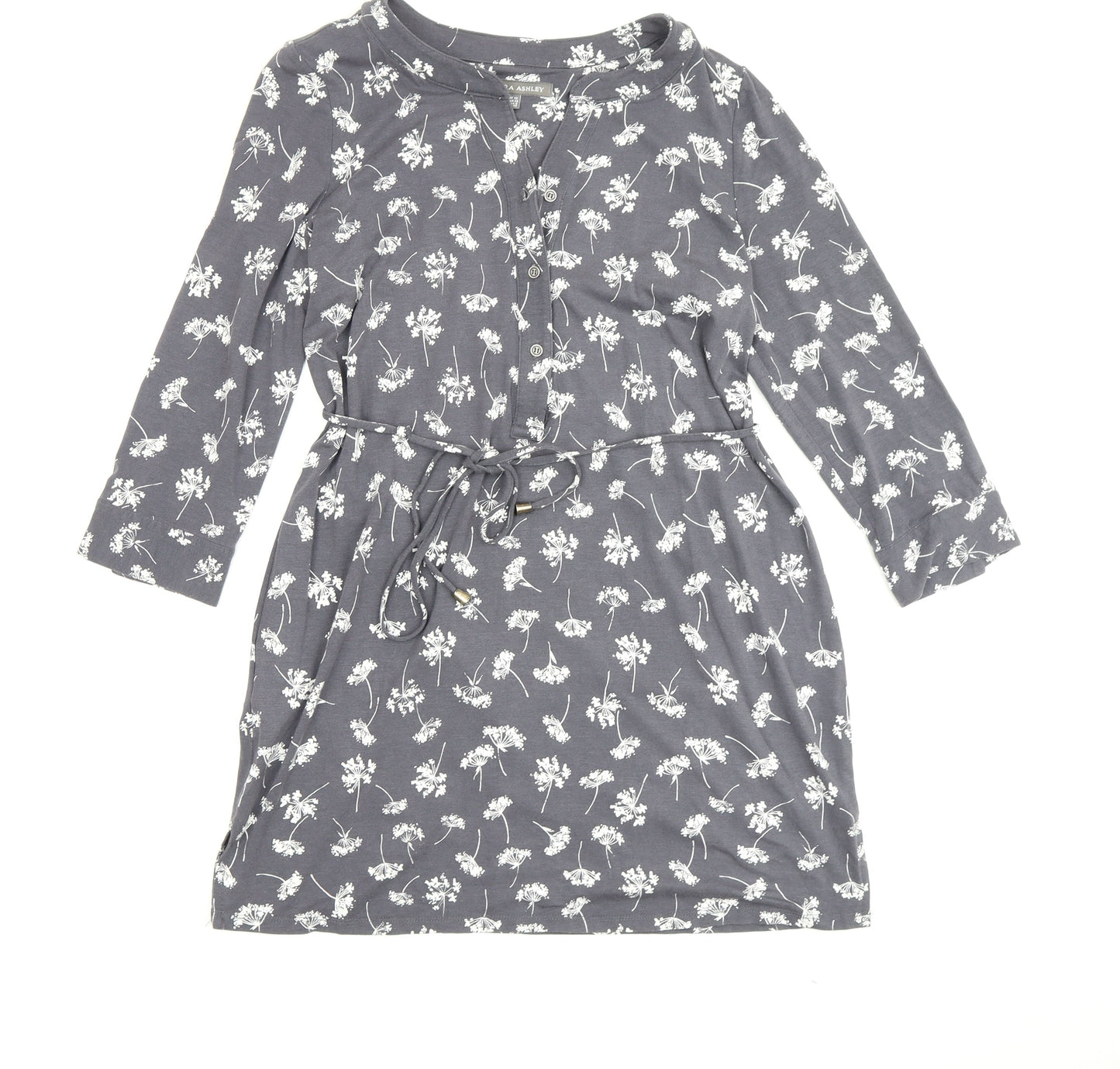 Laura Ashley Grey Floral Shirt Dress - Size 12