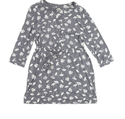 Laura Ashley Grey Floral Shirt Dress - Size 12