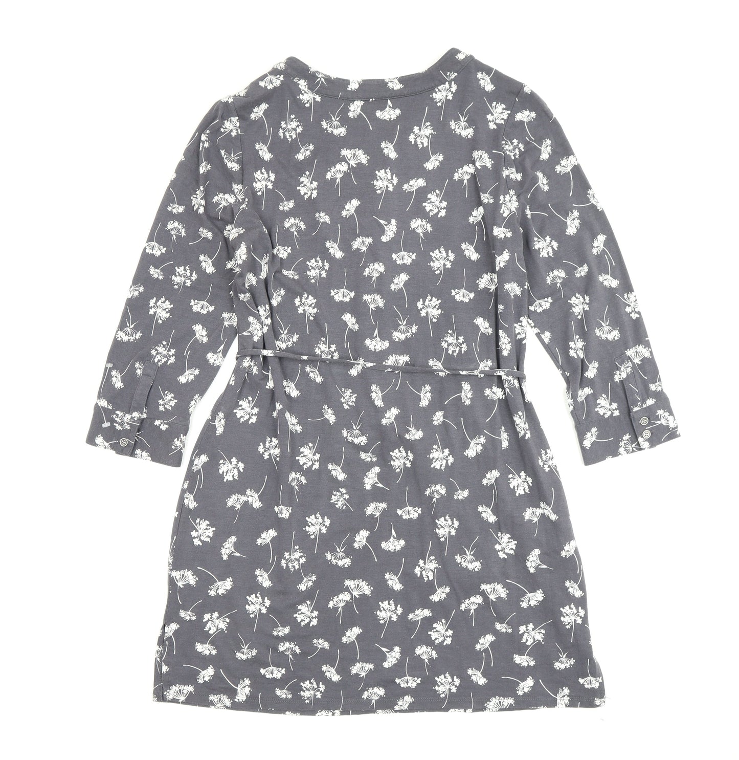 Laura Ashley Grey Floral Shirt Dress - Size 12
