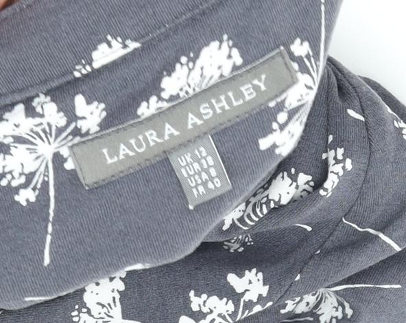 Laura Ashley Grey Floral Shirt Dress - Size 12