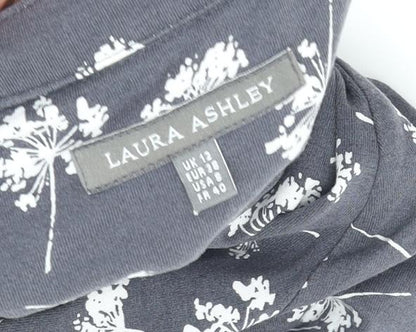 Laura Ashley Grey Floral Shirt Dress - Size 12