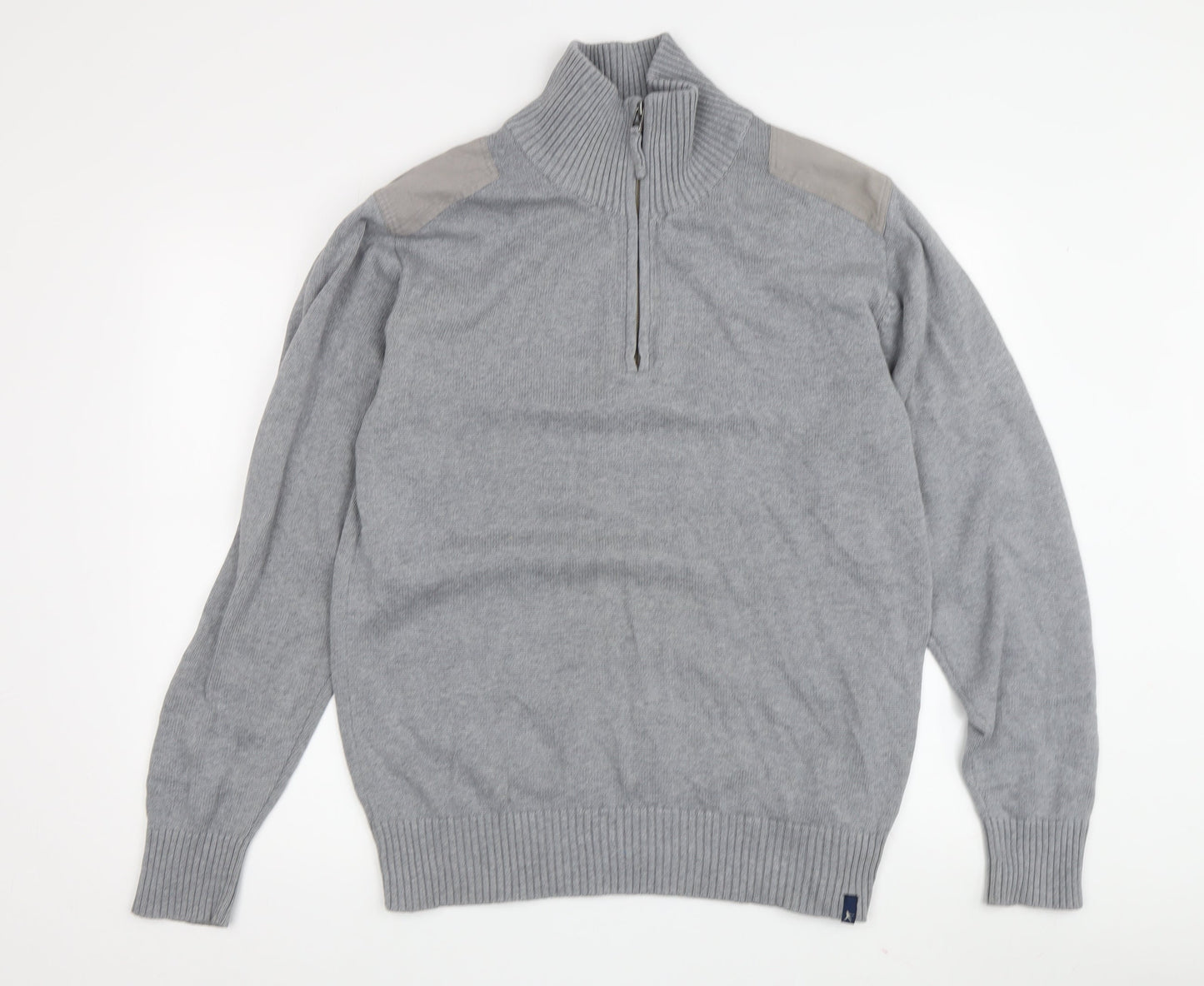 James Harvest Men's Grey Cotton Full Zip Jumper L