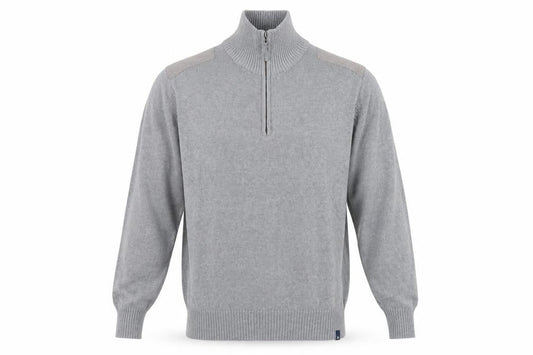 James Harvest Men's Grey Cotton Full Zip Jumper L