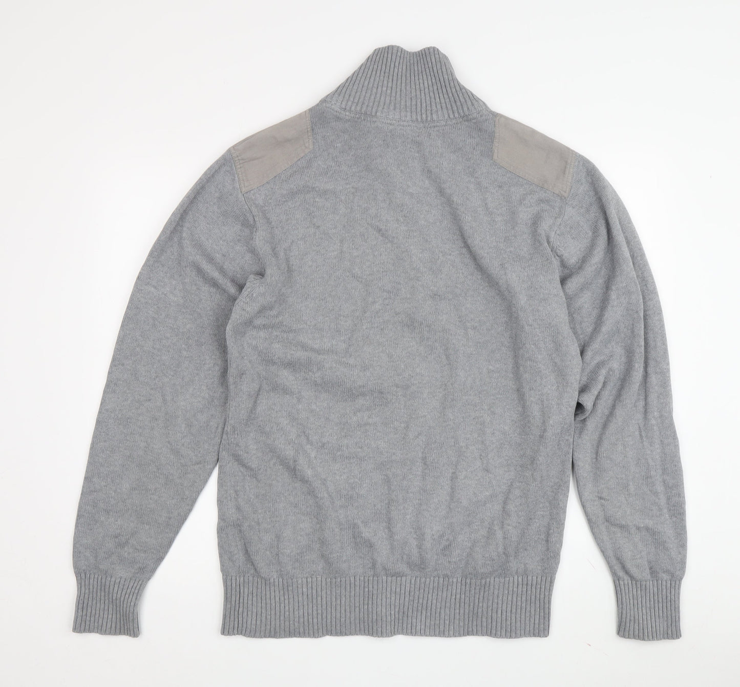 James Harvest Men's Grey Cotton Full Zip Jumper L