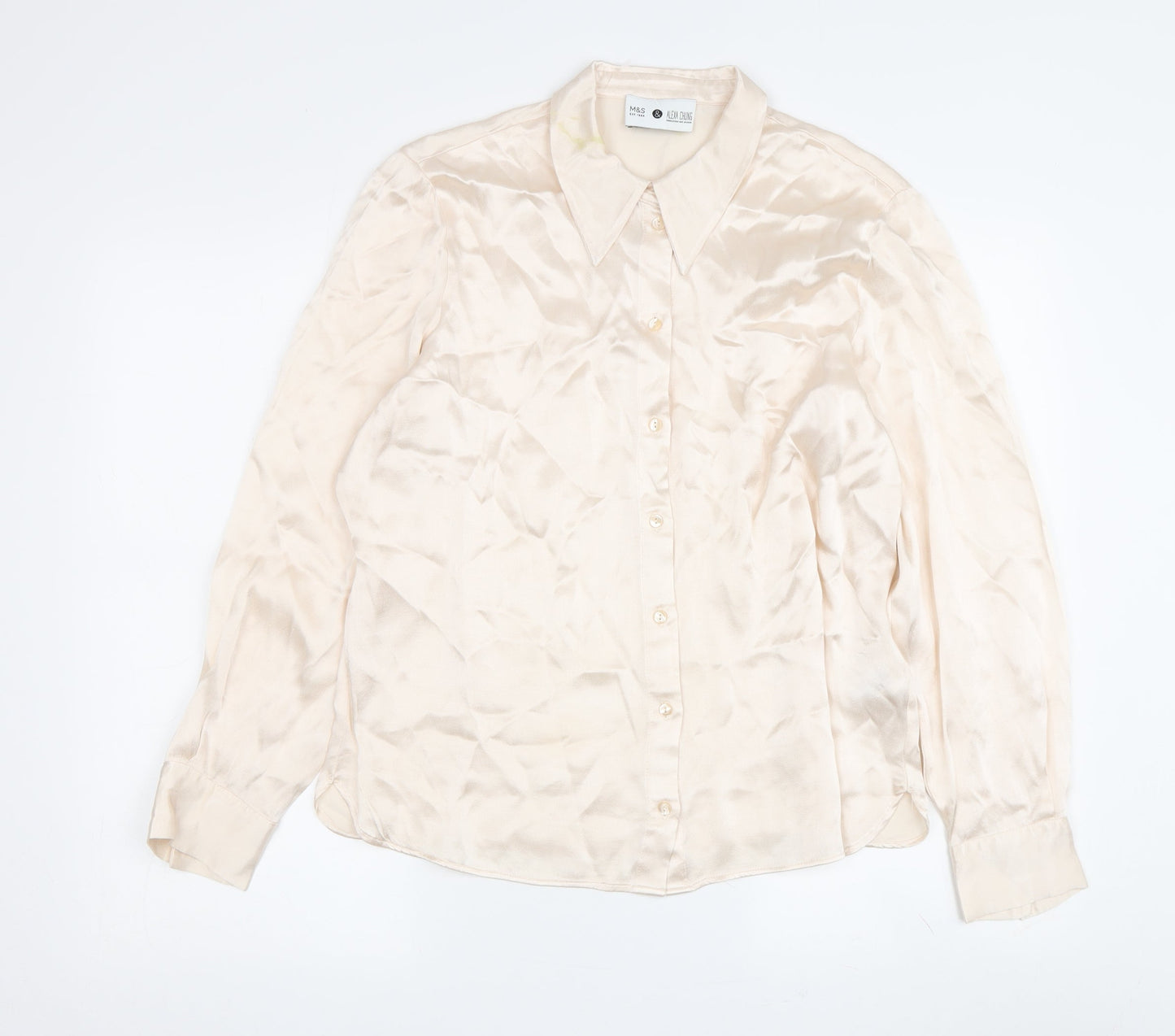 Womens UK Size 14 Marks and Spencer Ivory Basic Button-Up