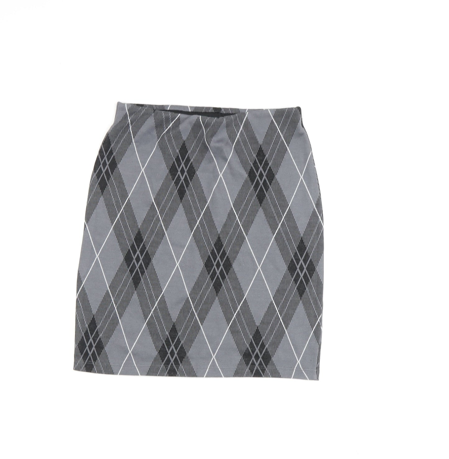 New Look Women's Grey Argyle Pencil Skirt Size 8
