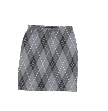 New Look Women's Grey Argyle Pencil Skirt Size 8