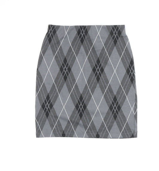 New Look Women's Grey Argyle Pencil Skirt Size 8