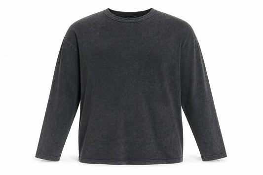 Front view of ASOS Men's Black Graphic Long Sleeve T-Shirt M