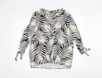 M&Co Women's Black Floral Blouse, Size 12