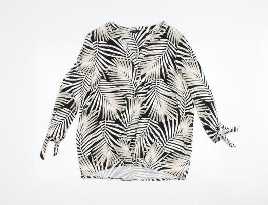 M&Co Women's Black Floral Blouse, Size 12