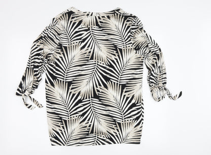 M&Co Women's Black Floral Blouse, Size 12