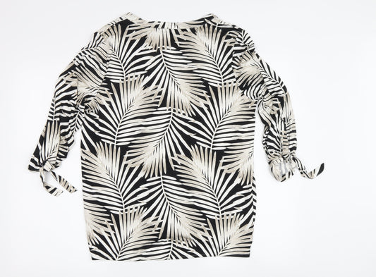 M&Co Women's Black Floral Blouse, Size 12