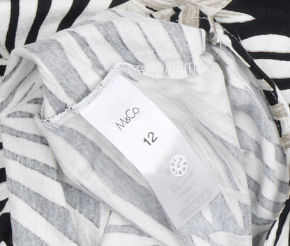 M&Co Women's Black Floral Blouse, Size 12