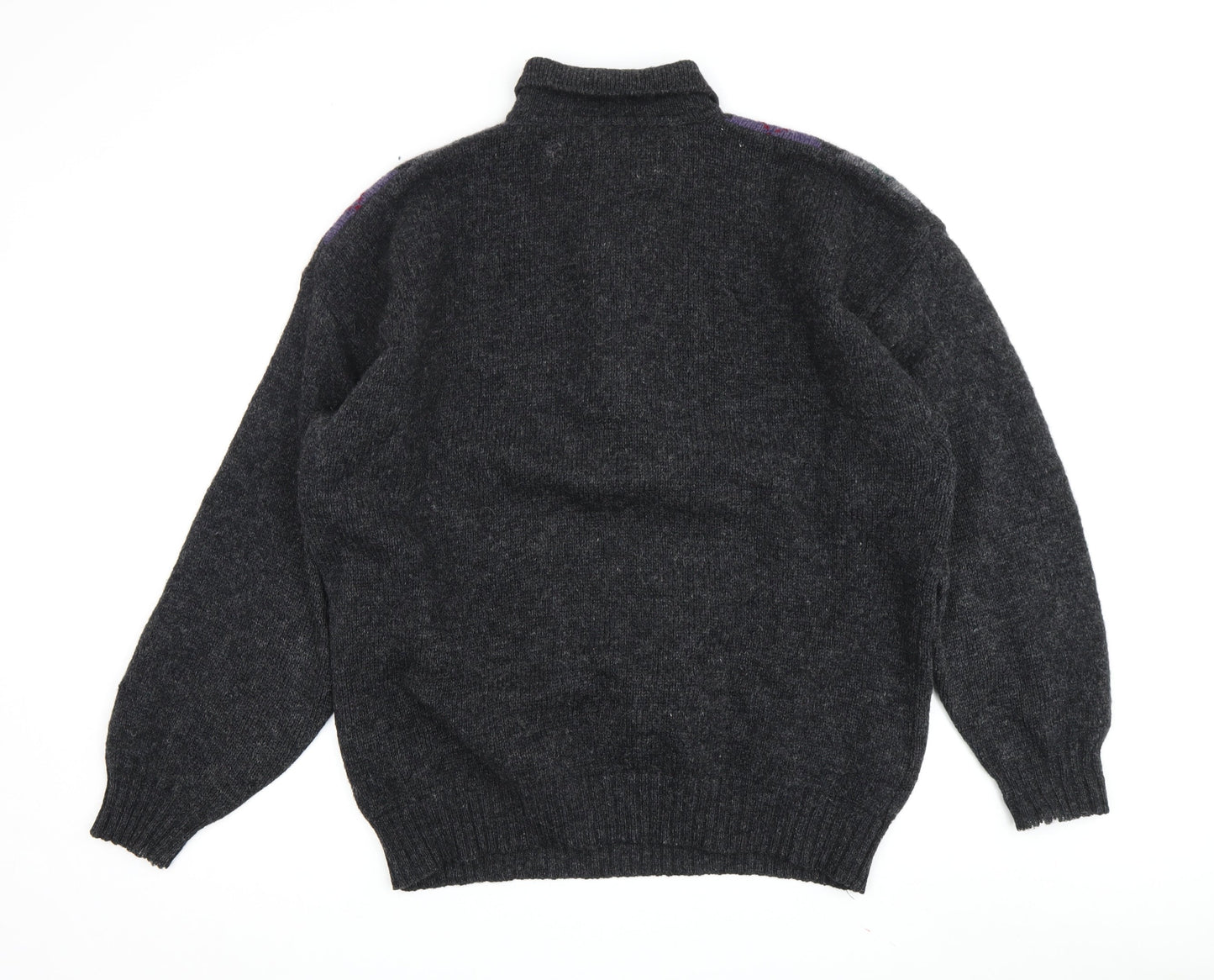 St Michael Men's Grey Argyle Pullover L Retro Wool Blend