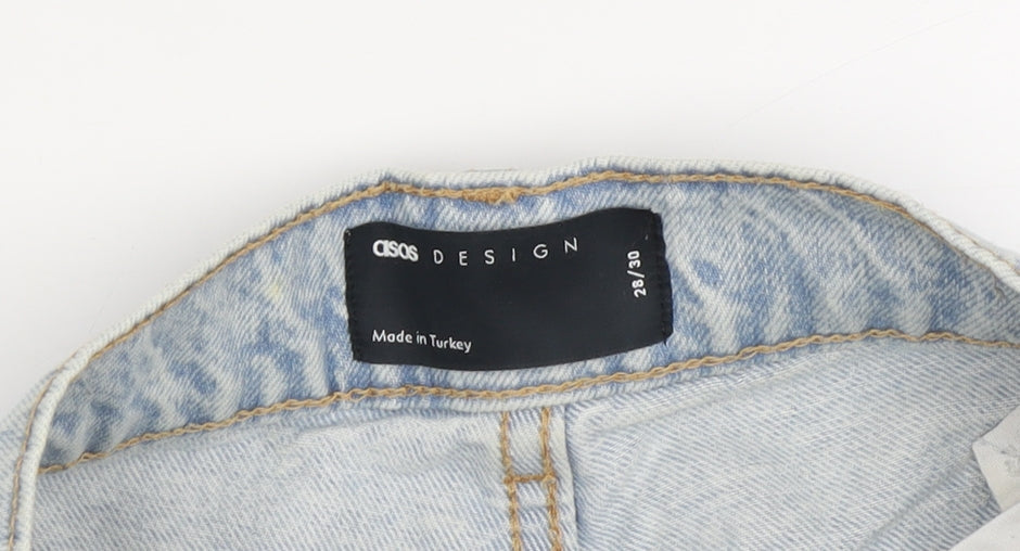 ASOS DESIGN Women's Blue Denim Cut-Off Shorts, Size 28