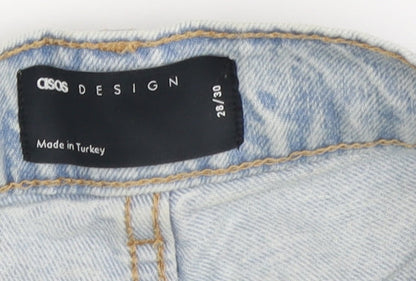 ASOS DESIGN Women's Blue Denim Cut-Off Shorts, Size 28