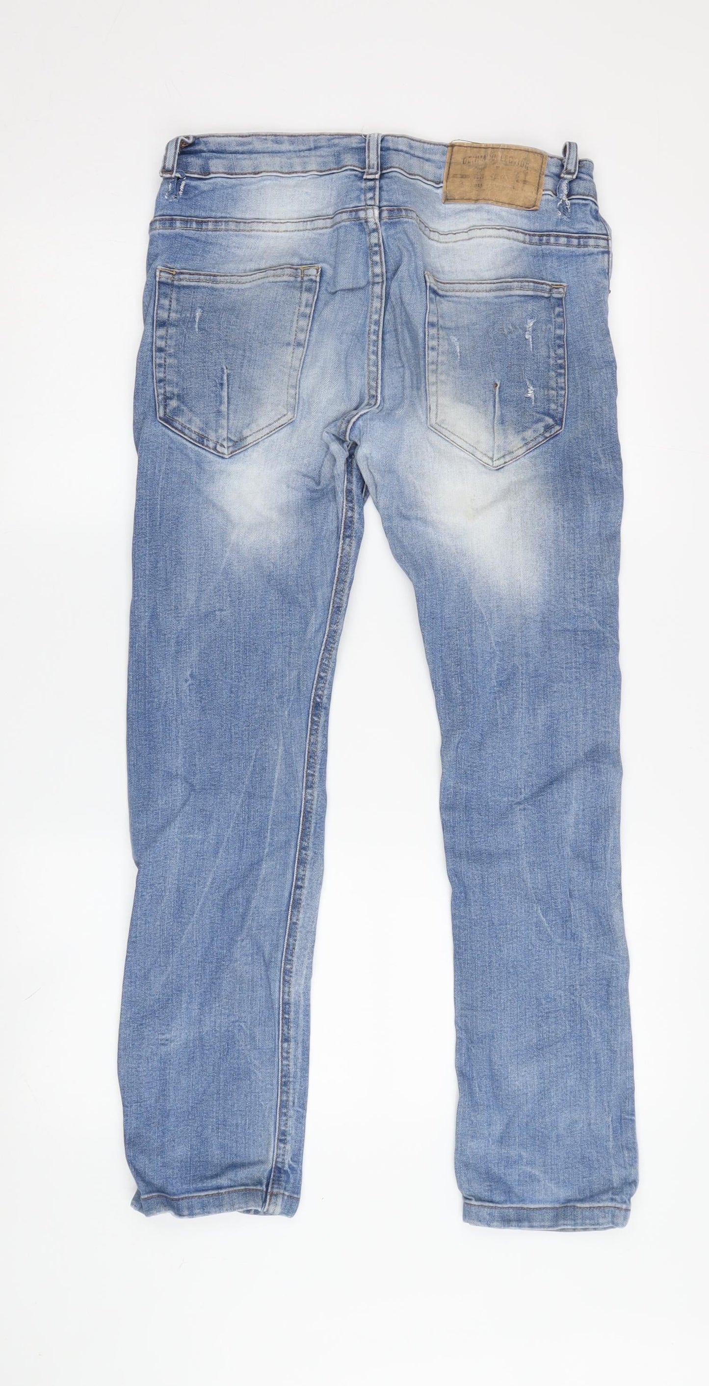 Zara Men's Distressed Blue Straight Jeans 30