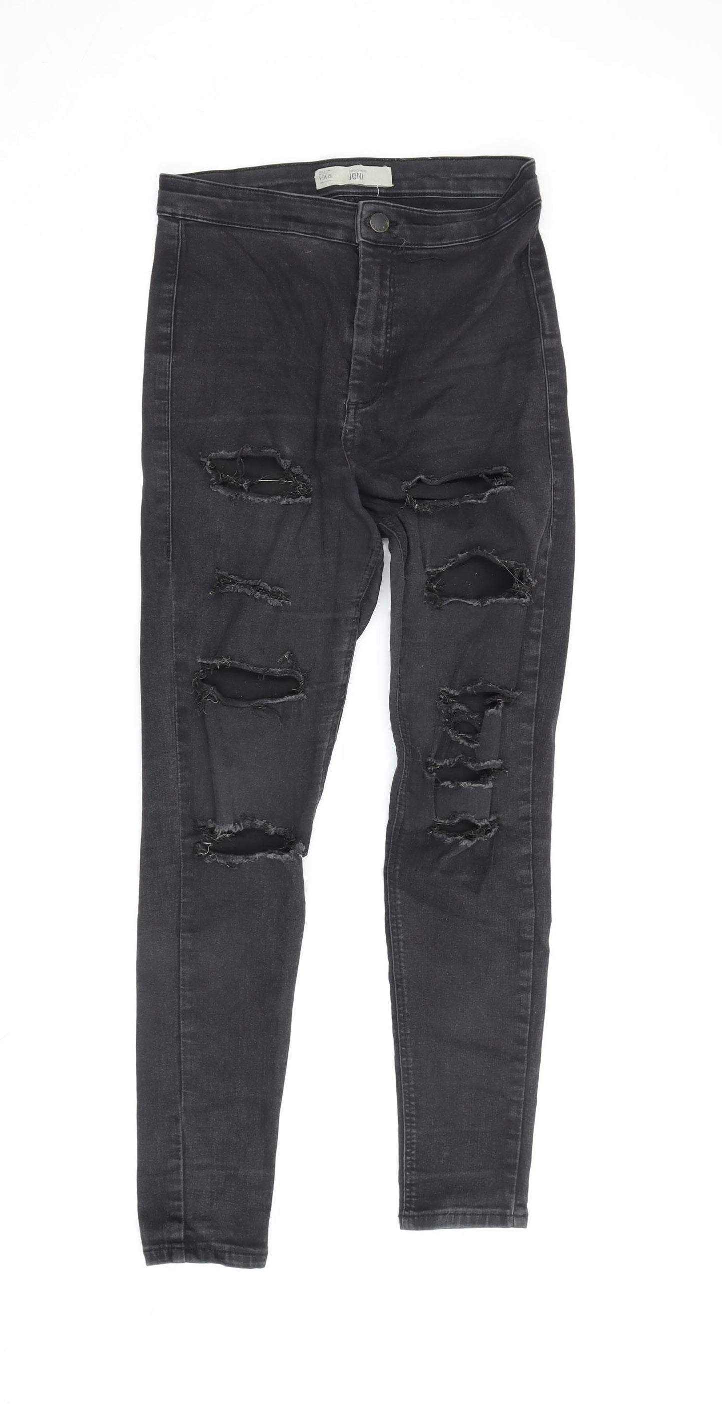 Topshop Women's Black High-Rise Skinny Distressed Jeans
