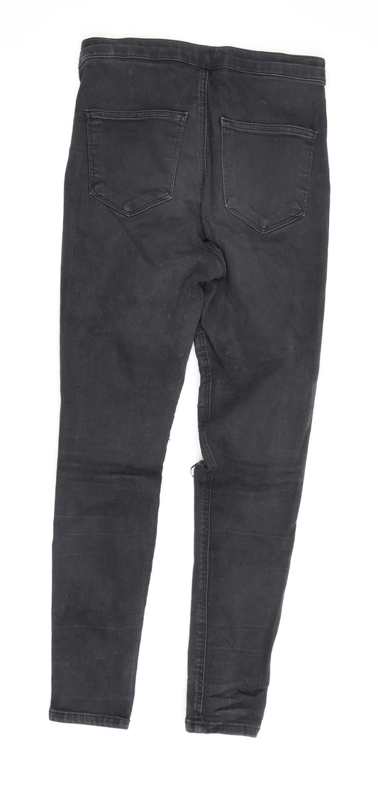 Topshop Women's Black High-Rise Skinny Distressed Jeans