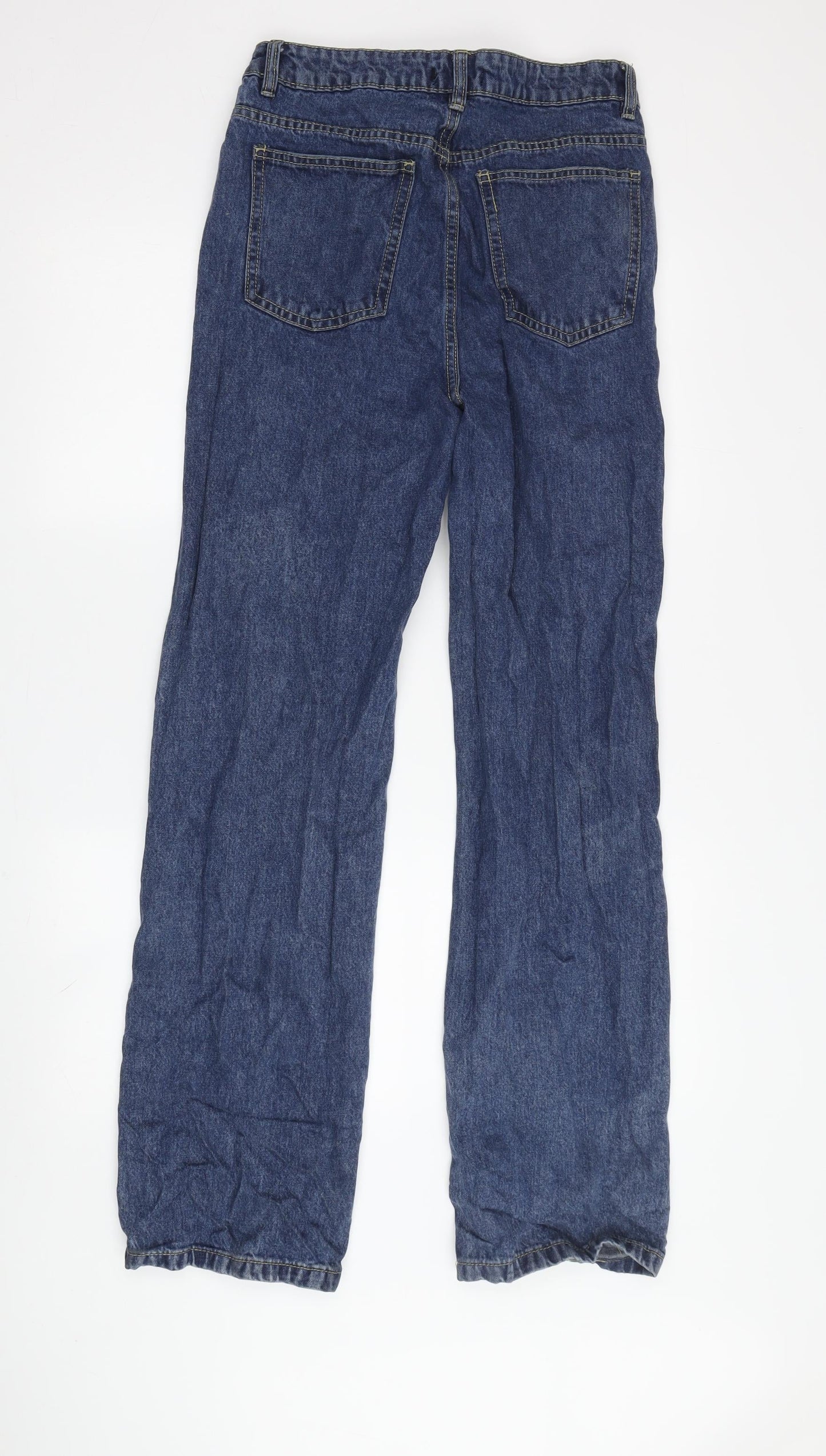 Boohoo Women’s Blue Distressed Jeans, Size 12, Regular Fit