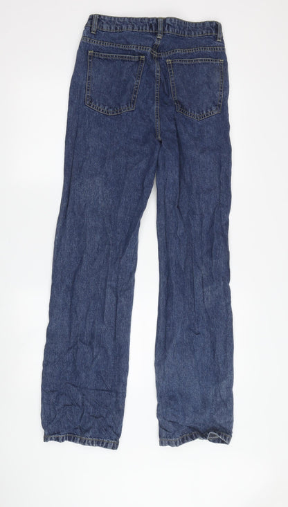 Boohoo Women’s Blue Distressed Jeans, Size 12, Regular Fit