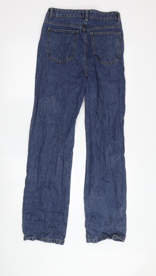 Boohoo Women’s Blue Distressed Jeans, Size 12, Regular Fit