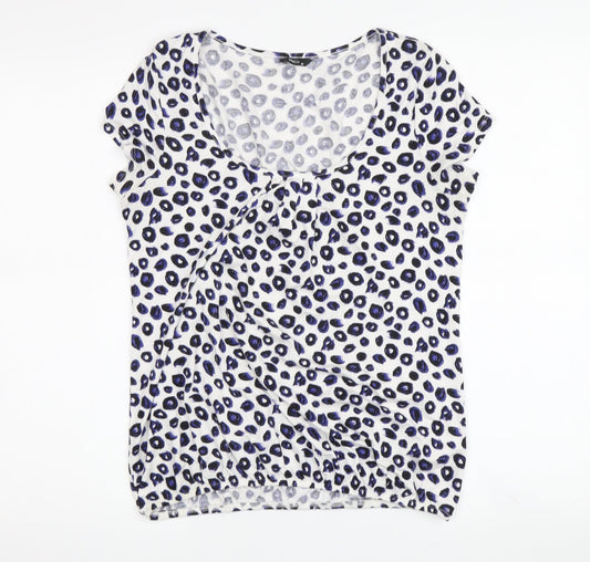 M&Co Women's Ivory Animal Print T-Shirt Size 10