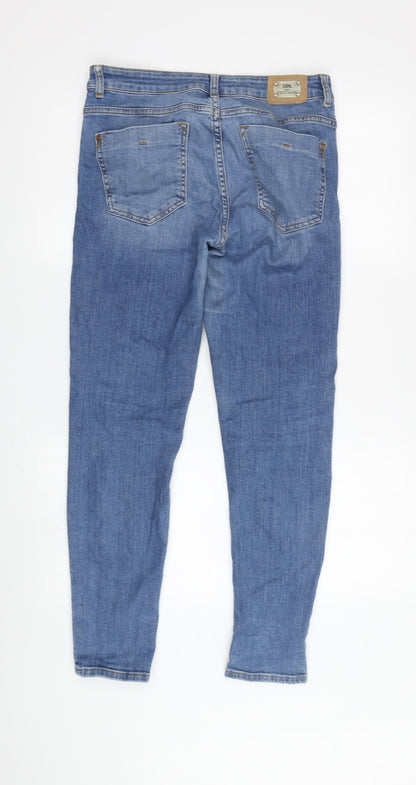 Zara Women's Blue Straight Jeans Size 10 Distressed